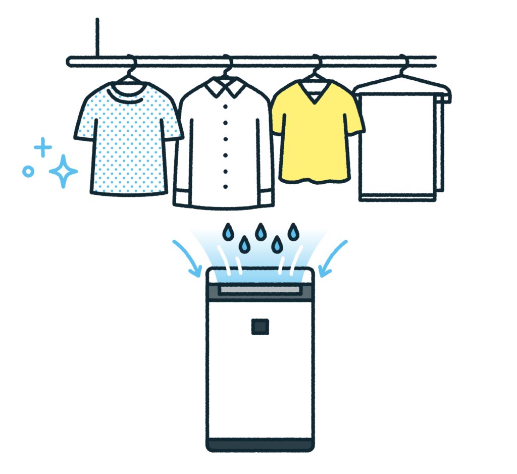 花粉の時期は室内干しと除湿機