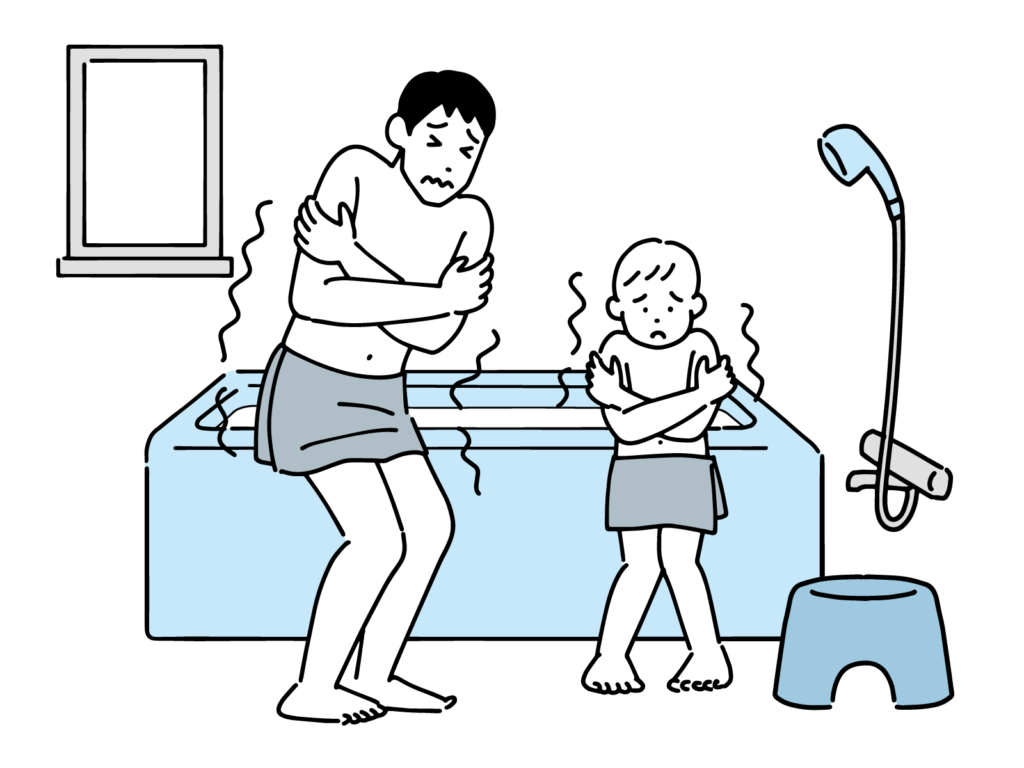 寒いお風呂のイラスト