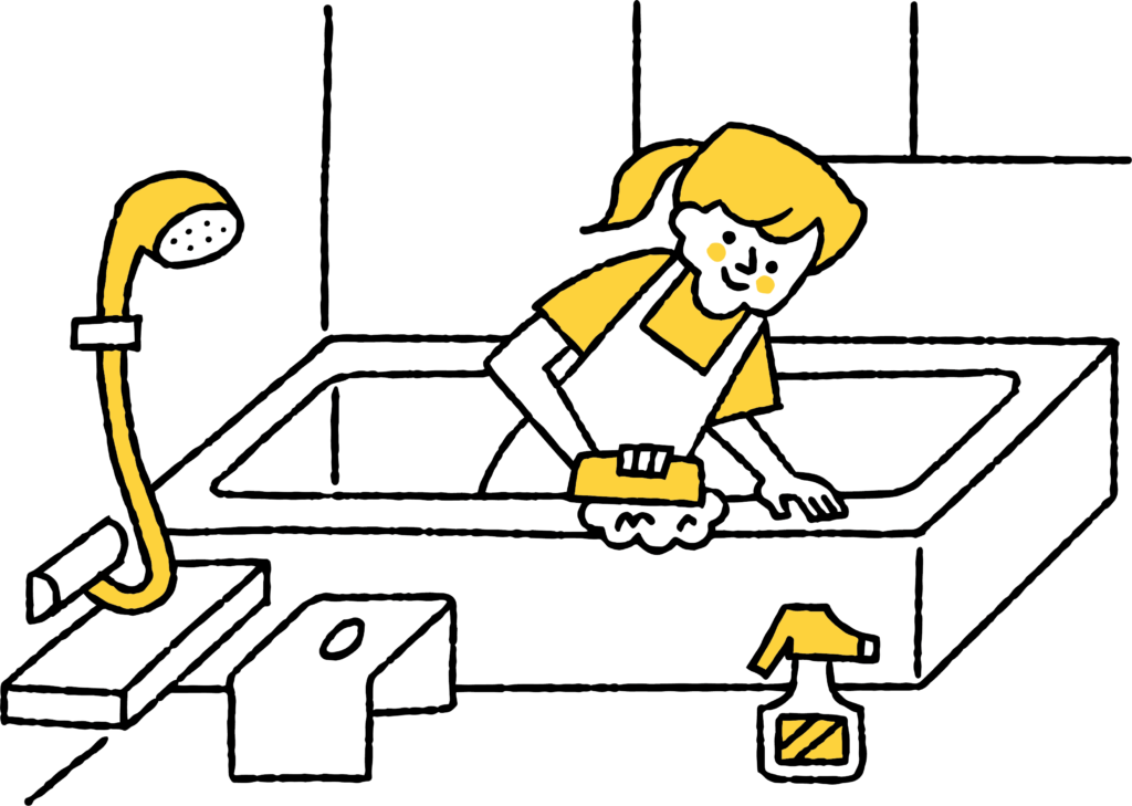 お風呂掃除している女性