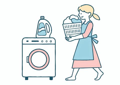 洗濯をする女性