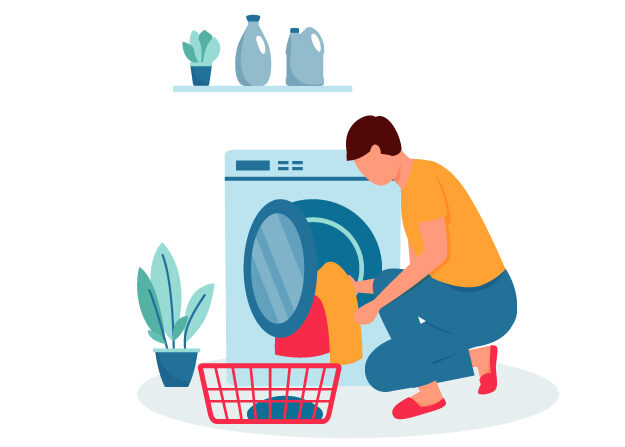 洗濯をする男性のイラスト