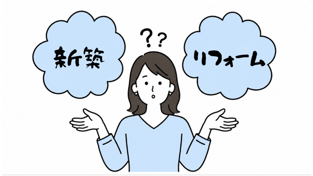 新築かリフォームで悩む女性